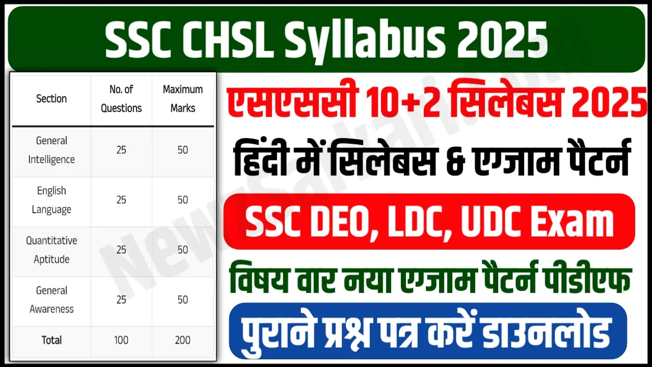 SSC CHSL Syllabus 2025 Pdf Download Tier Wise Exam Pattern (in Hindi/English)