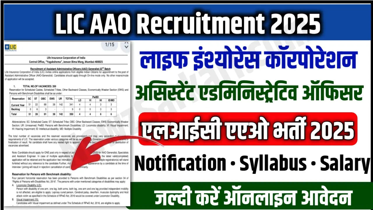 LIC AAO Recruitment 2025 Assistant Administrative Officer & AE Notification Out 841 Vacancies, Eligibility, Exam Pattern, and Salary