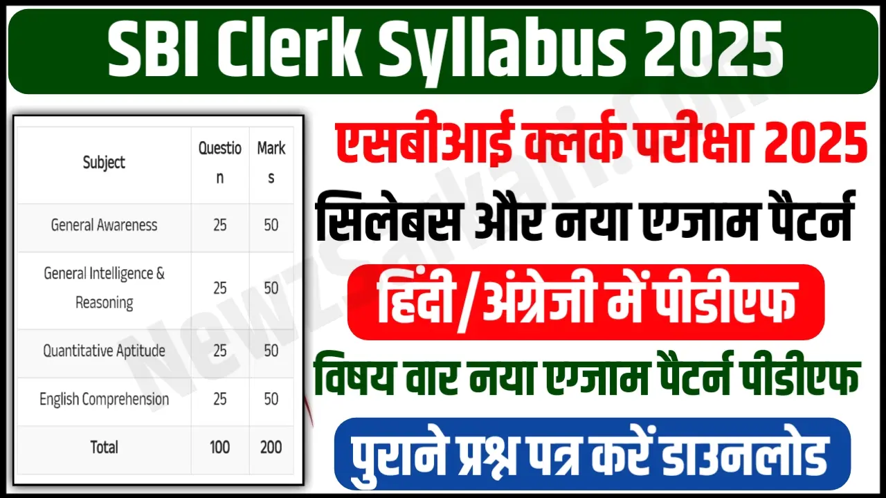 SBI Clerk Syllabus 2025 Pdf Download in Hindi/English Pre & Mains Exam Pattern